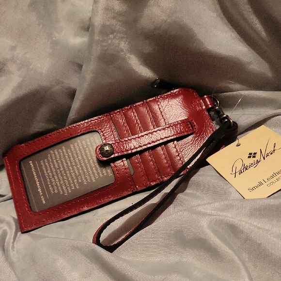Patricia Nash Accessories - Patricia Nash Alanna Berry Red Leather Wristlet credit Card Holder with Strap Ha